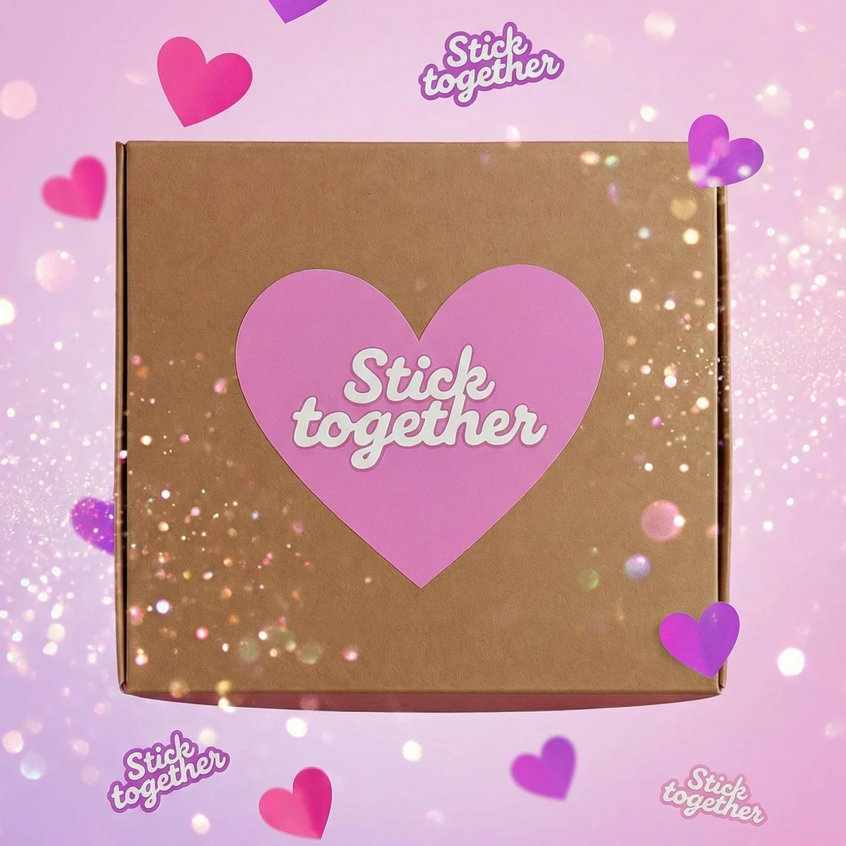 Caja kraft del Kit de Parejas con el corazón rosa