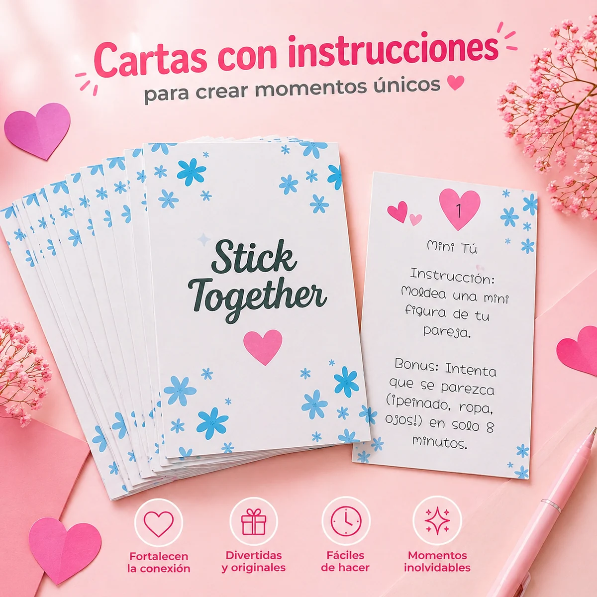 Cartas con los retos del Kit de Parejas