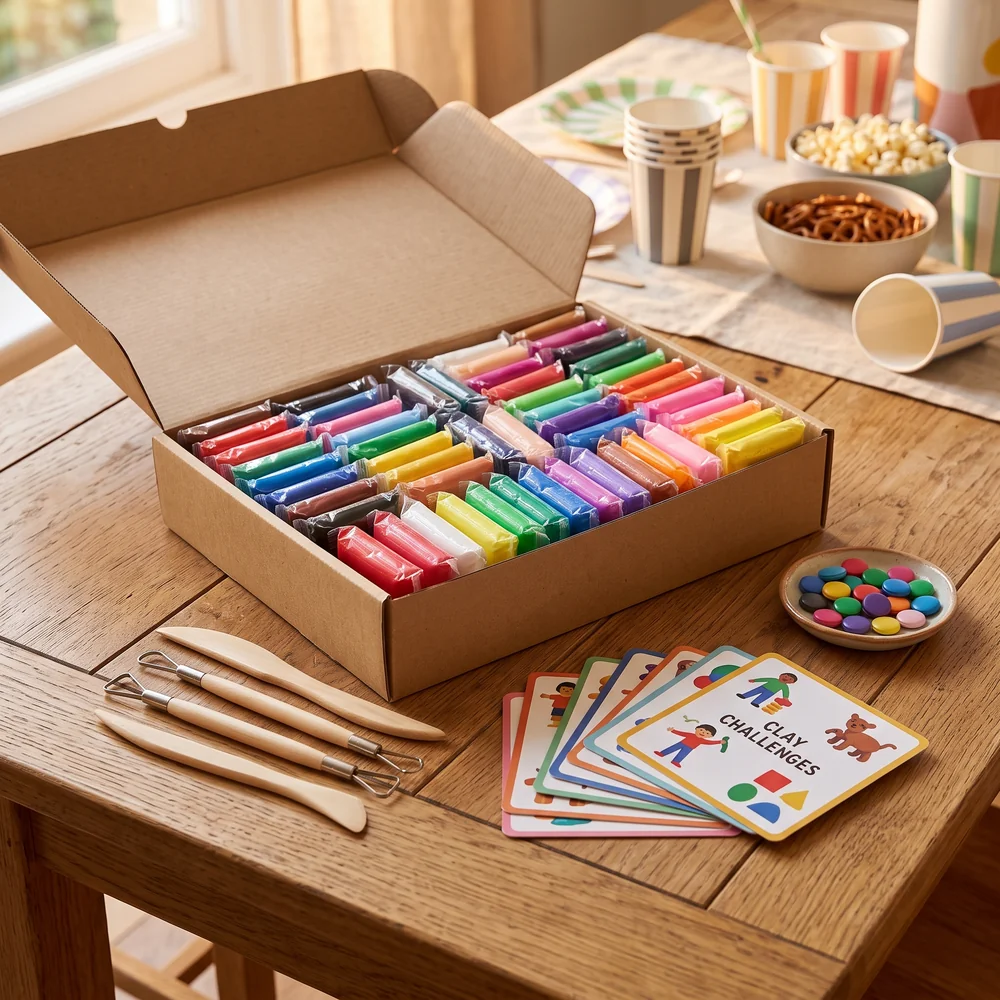 Caja grande del Friends Pack llena de plastilina, cartas y herramientas